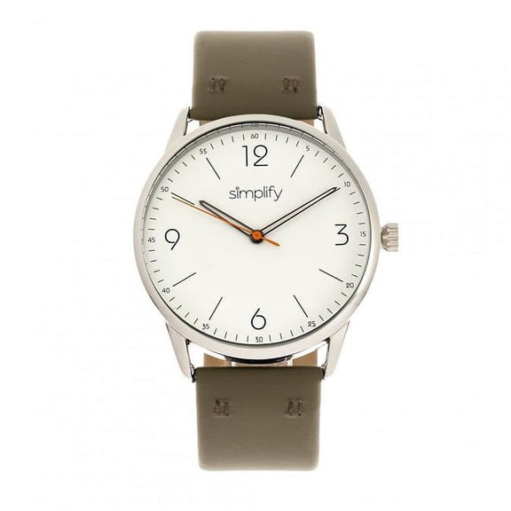 Simplify SIM6302 41 mm The 6300 Leather-Band Watch - Olive & White