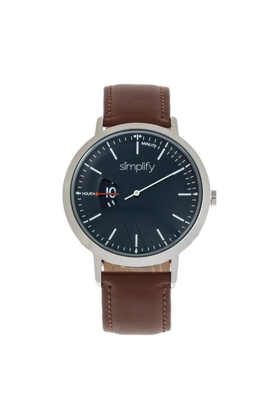 SIM6504 The 6500 Leather Band Watch for Unisex, Brown & Black