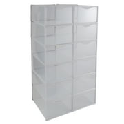 Simplify Set of 12 Plastic Stackable Shoe Boxes in White