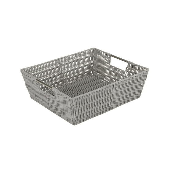 Simplify Shelf Rattan Tote Storage Basket in Grey