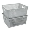 thumbnail image 1 of Simplify Slide 2 Stack It 2 Pack Plastic Storage Basket in Grey, 1 of 12