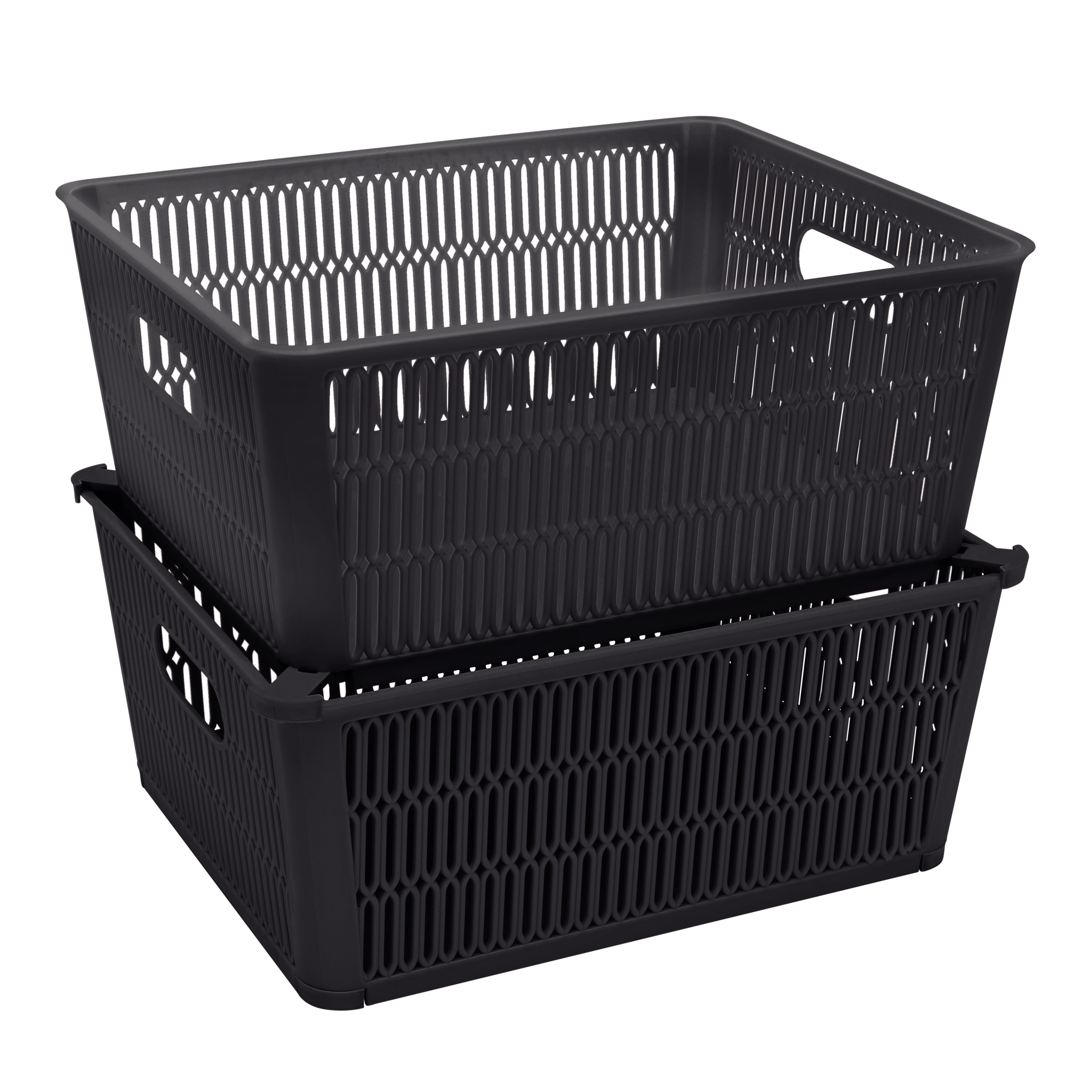 Bekith 9 Pack Plastic Storage Basket, Woven Basket Bins Organizer,  9.75-Inch x 7.5-Inch x 4-Inch