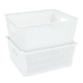 thumbnail image 1 of Simplify Slide 2 Stack It 2 Pack Plastic Storage Tote Baskets in White, 1 of 11