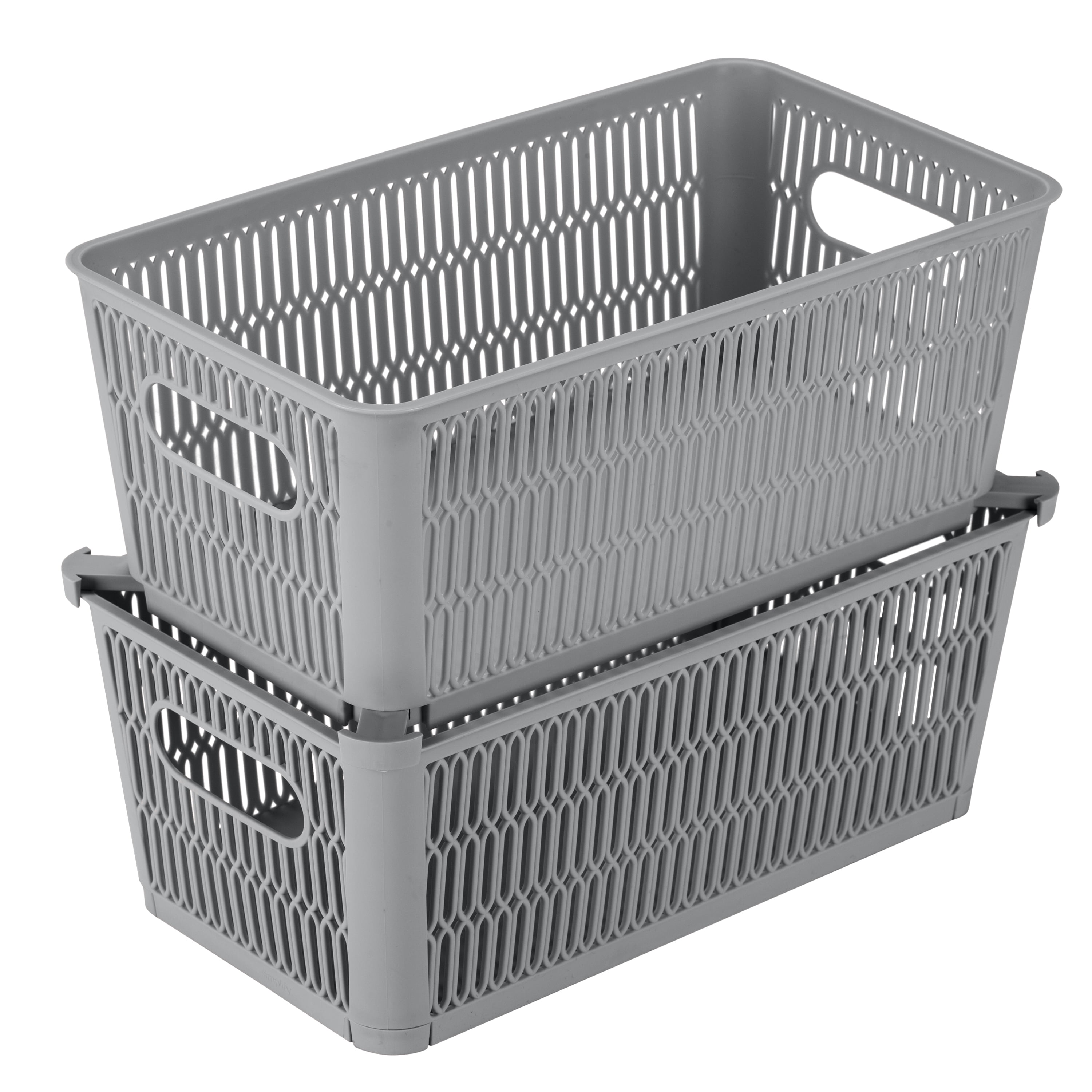 Rebrilliant 2 Pack Stackable Metal Utility Storage Basket Bin With