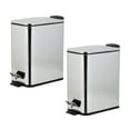 thumbnail image 1 of Simplify Slim Rectangular 5 Liter Step Pedal Bathroom Trash Bin, Stainless Steel, 1 of 7