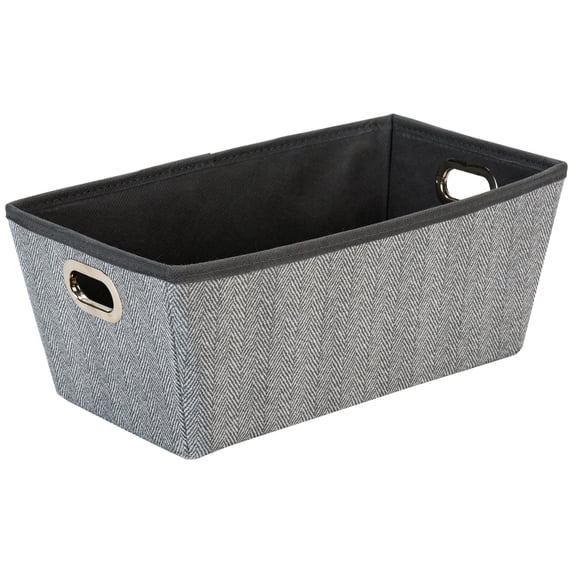 Simplify Small Herringbone Nonwoven Grommet Shelf Tote in Grey
