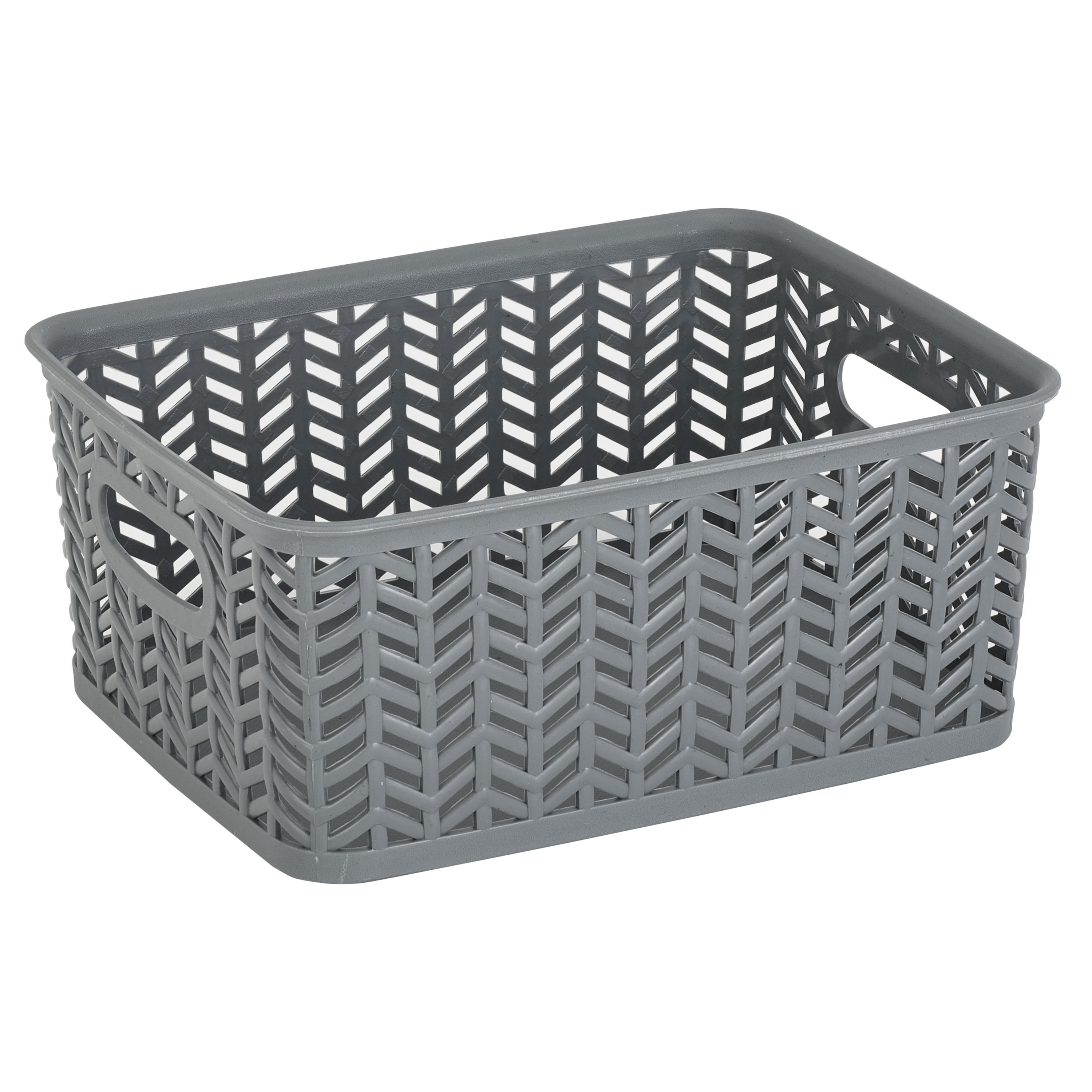 Simplify Small Plastic Herringbone Storage Basket in Gray - image 1 of 8