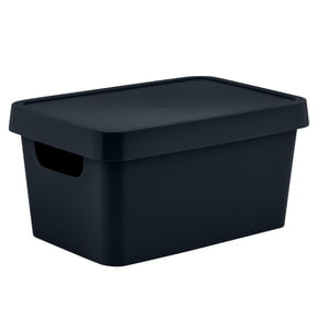 Simplify Small Plastic Vinto Storage Box with Lid in Charcoal