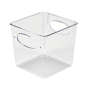 Simplify Small Square Plastic Horizontal Storage Organizer Basket, Clear