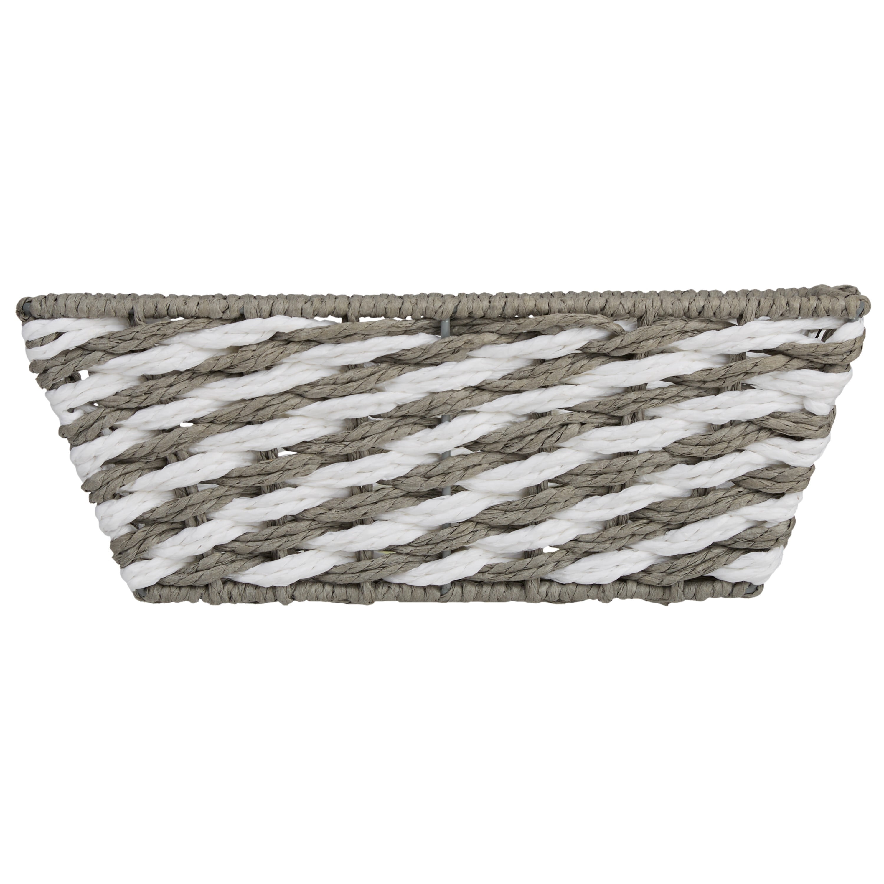 Simplify Small Striped Woven Basket in Gray