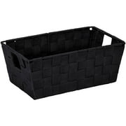 Simplify Small Woven Storage Shelf Bin, Black