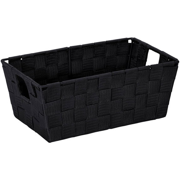 Simplify Small Woven Storage Shelf Bin, Black