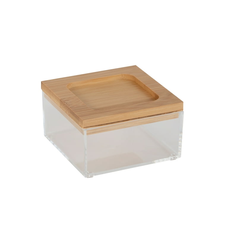 Simplify Square Clear Jewelry and Cosmetic Organizer Box with Bamboo Lid
