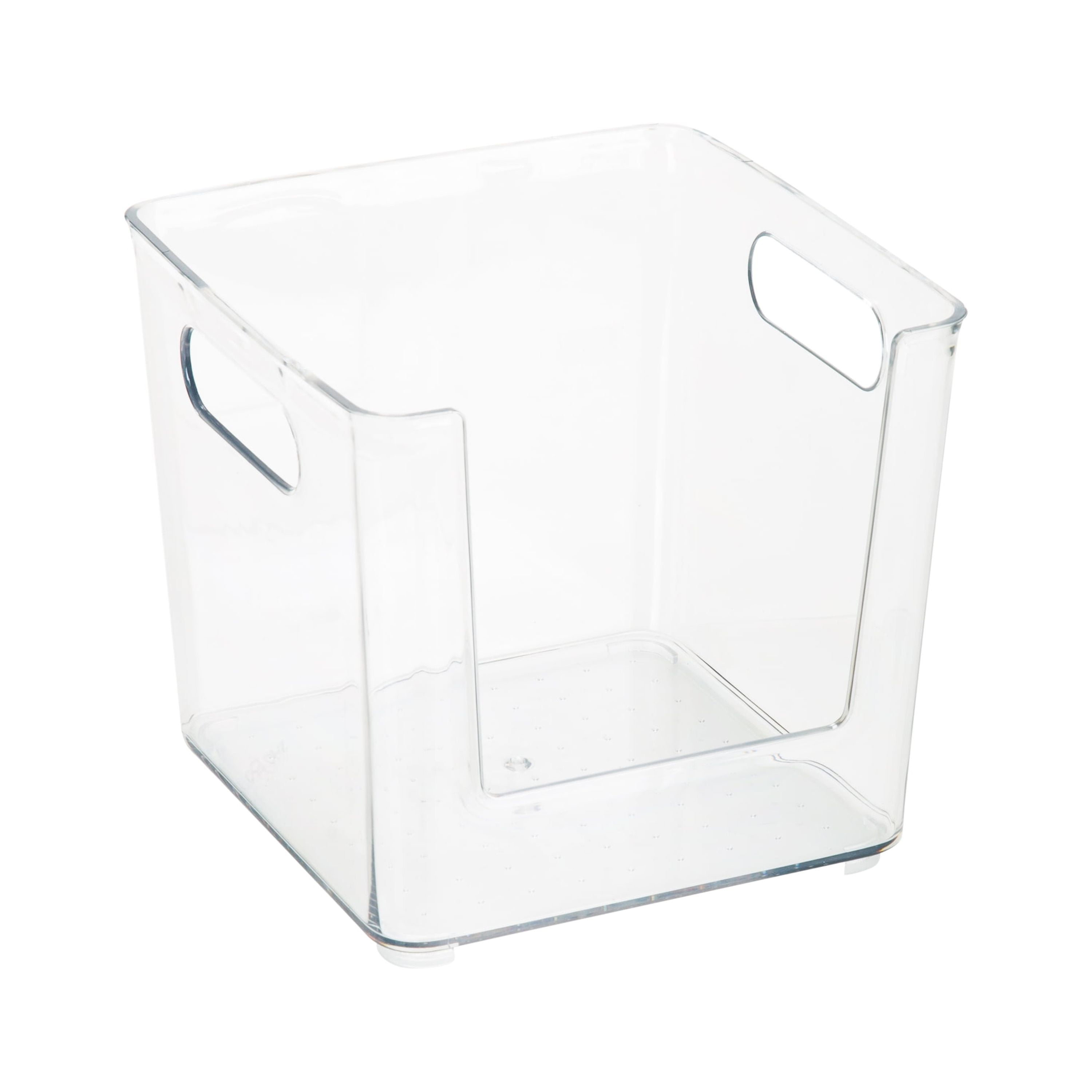 Simplify Square Open Front Organizer with Basket Bin, Clear