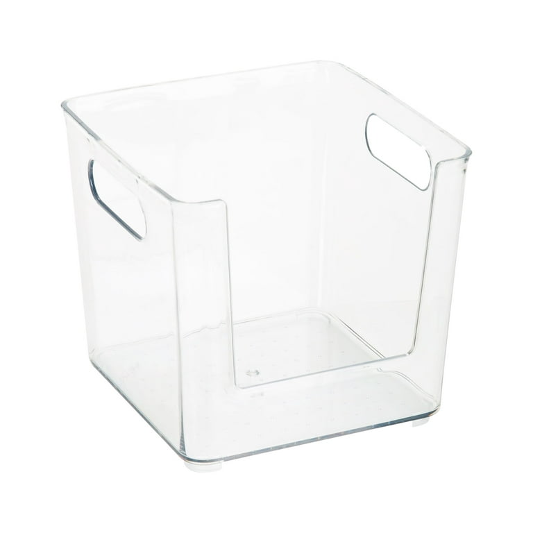 Simplify Square Open Front Cabinet Organizer with Basket Bin, Clear