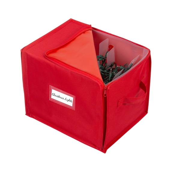 Simplify Stackable Polyester Christmas Tree Light Organizer Box in Red