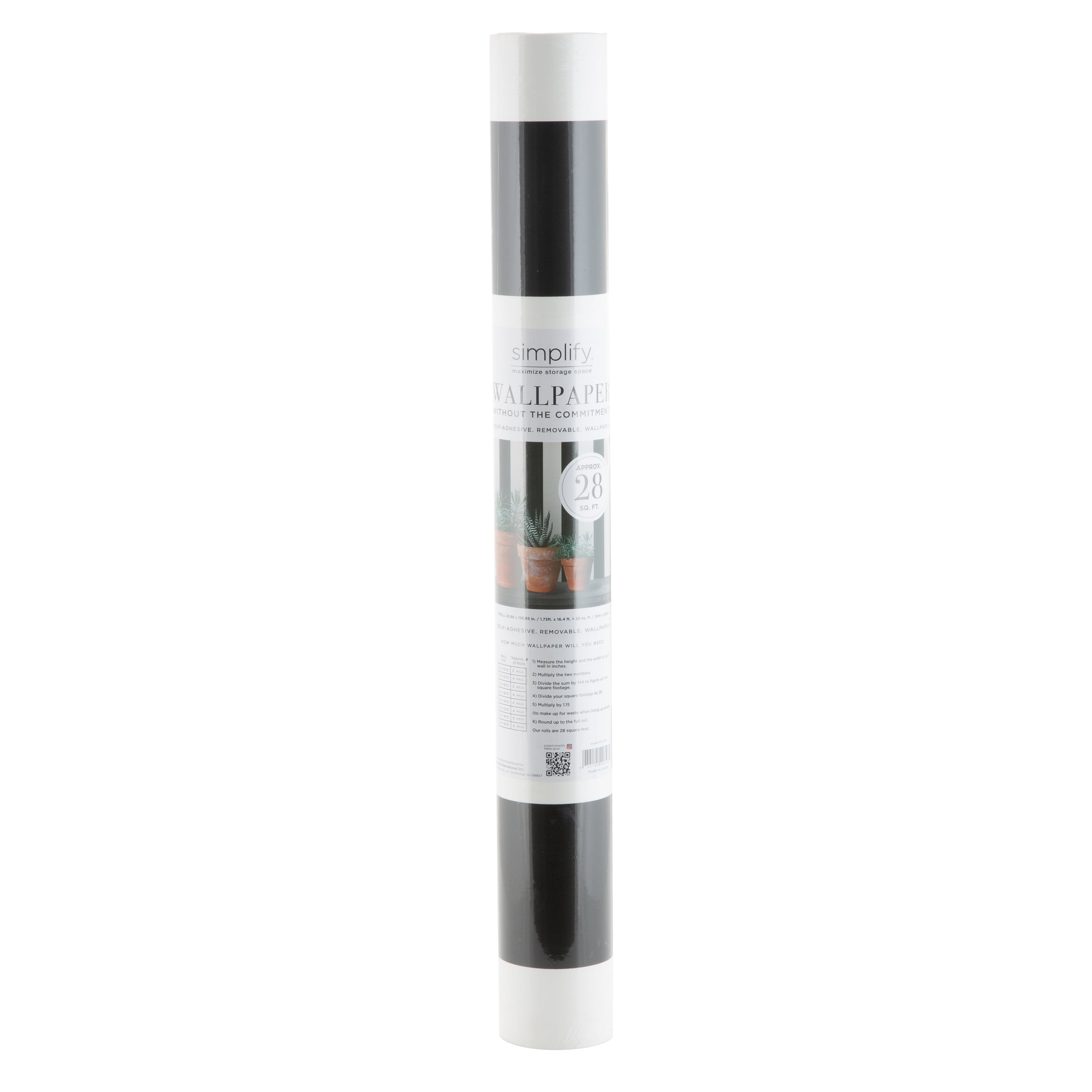 Simplify Striped Adhesive Wallpaper in Black and White
