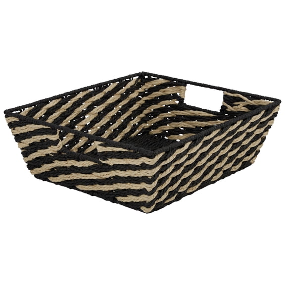 Simplify Striped Woven Basket in Black