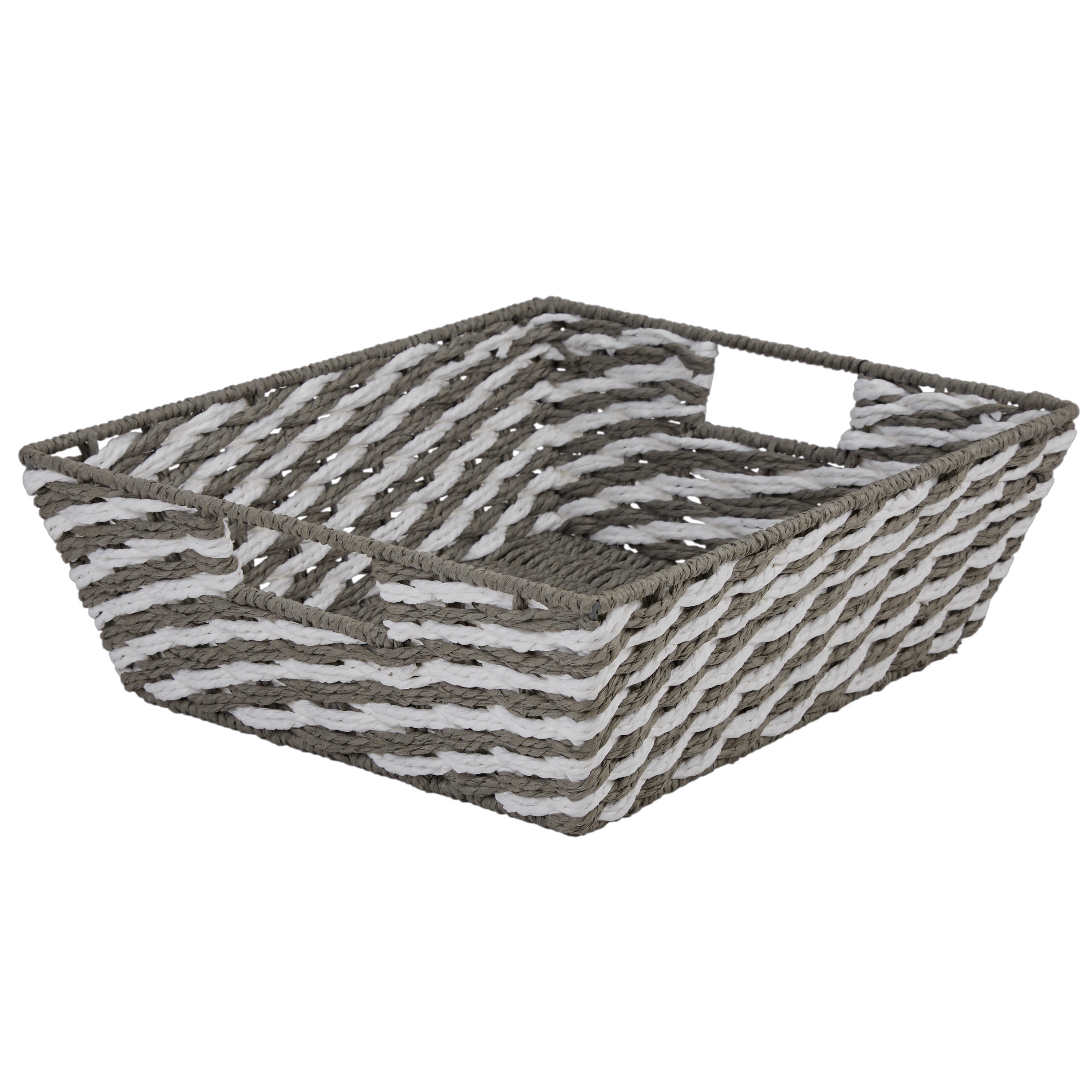 Simplify Striped Woven Basket in Gray