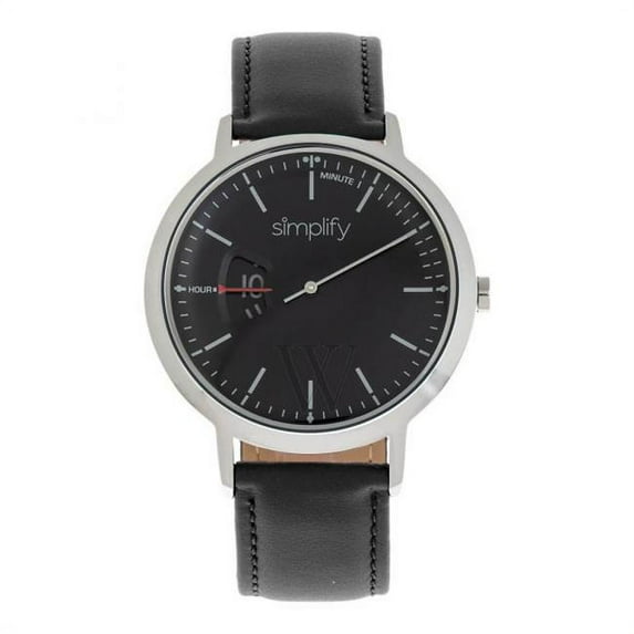 Simplify The 6500 Leather-Band Watch - Black