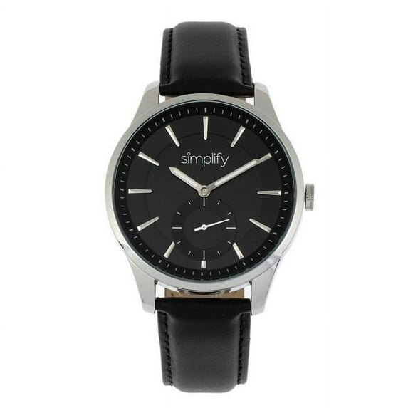 Simplify The 6600 Series Leather-Band Watch - Black
