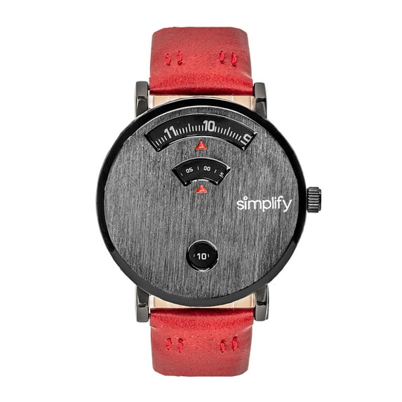 Simplify The 7000 Genuine Leather Watch - Black/Red