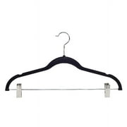 Simplify Velvet, Plastic and Metal Clothing Hangers with Clips, 6 Pack, Black