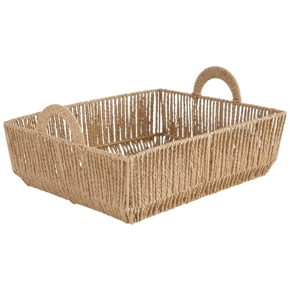 Simplify Vertical Weave Paper Rope Decorative Baskets, Handles