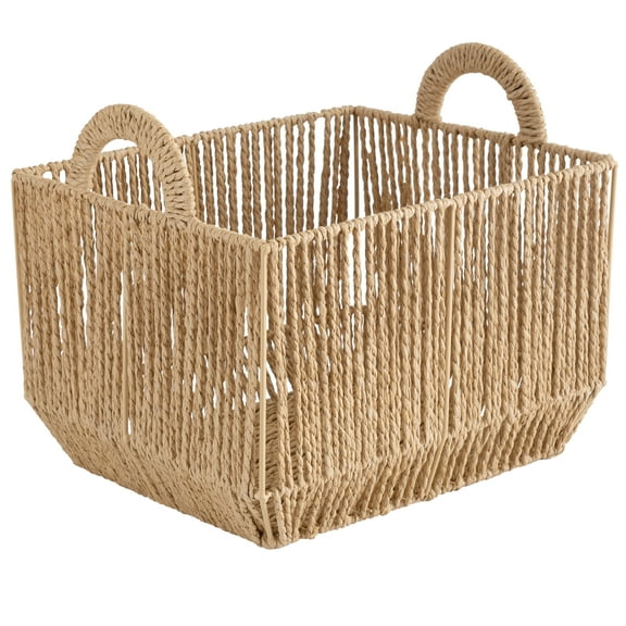 Simplify Vertical Weave Storage Basket Vertical Weave Paper Rope, Decorative Baskets, Handles