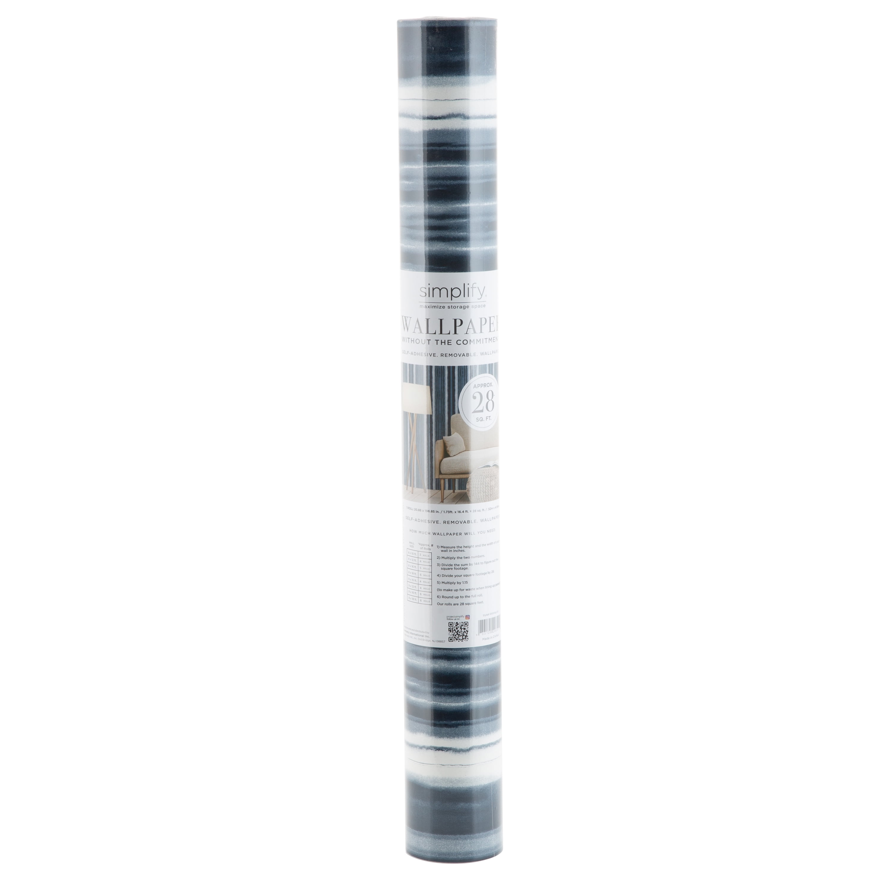 Simplify Watercolor Stripe Adhesive Wallpaper in Blue