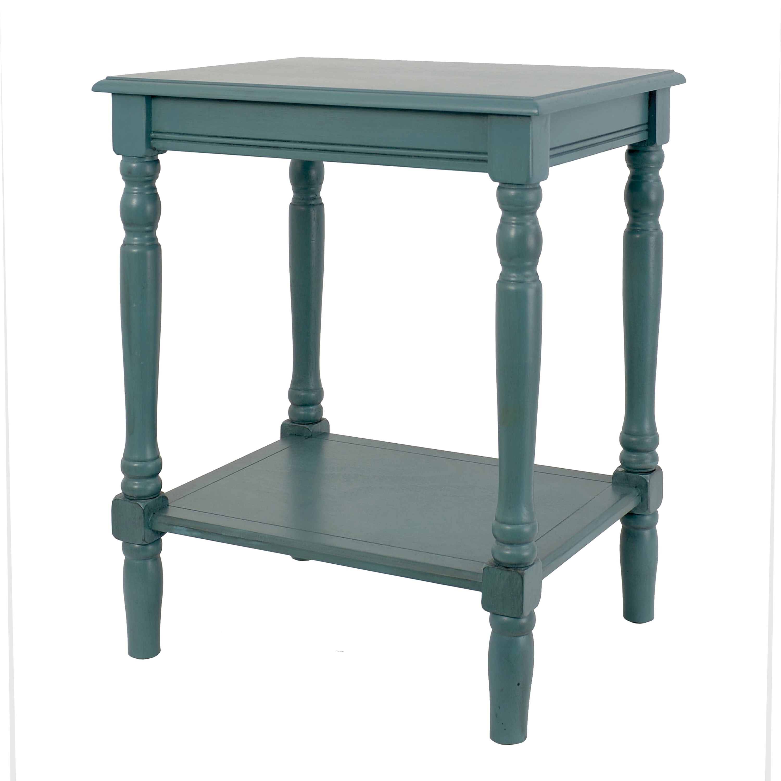 Simplify Wood End Table with Shelf, Blue Gray Finish