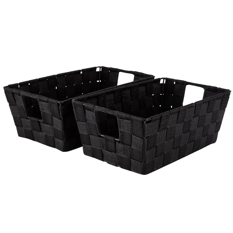 Simplify Woven Polypropylene Storage Baskets, Handles, Set of 2