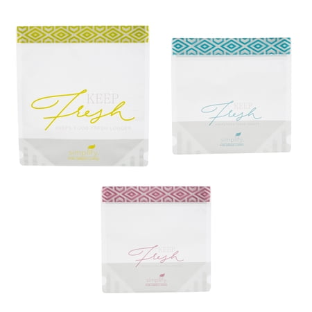 Simplify for Green Living 3 Piece Reusable Snack Bags, Double Zipper, Clear