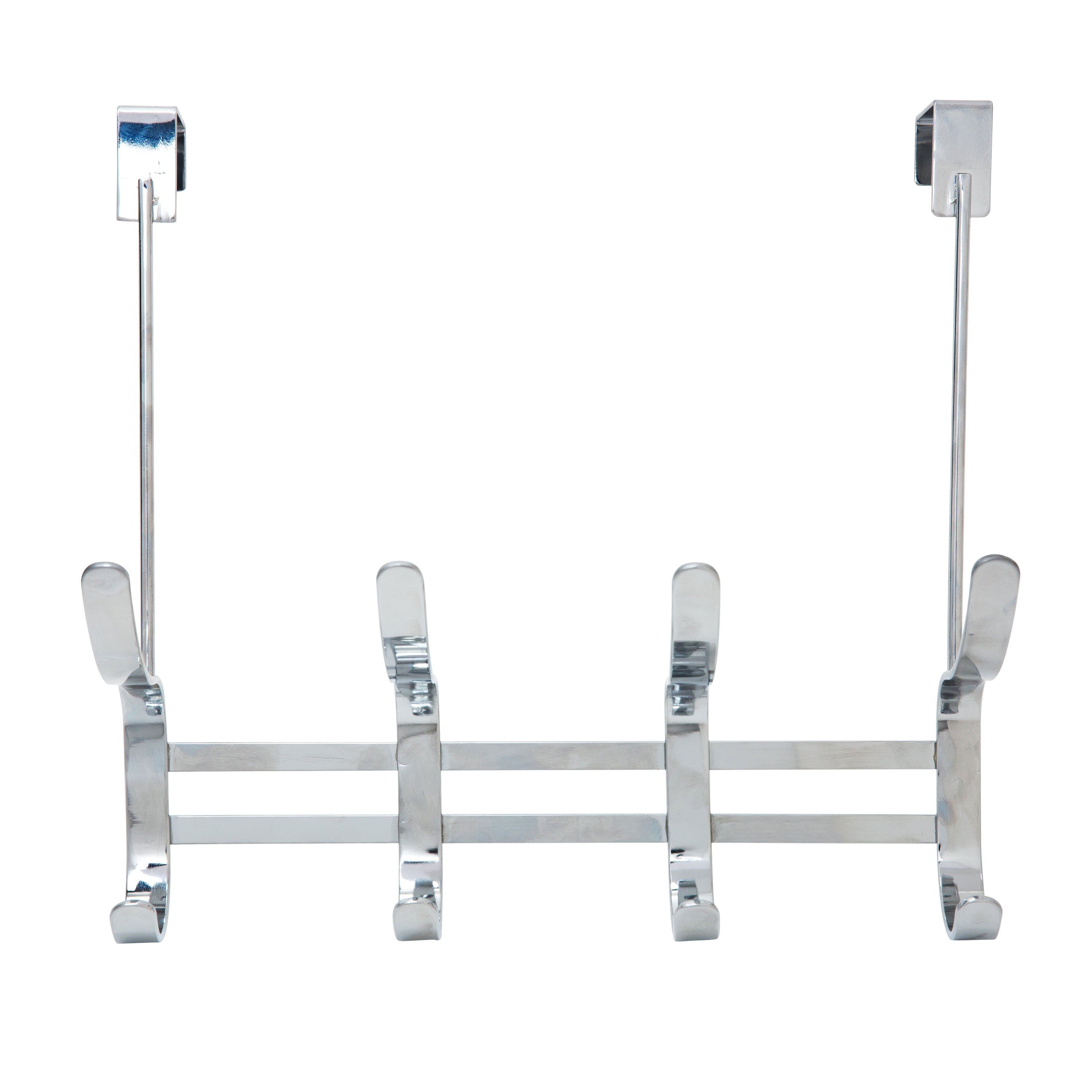 Chrome Over-the-Door 8-Hook Steel Rack for Coats and Towels