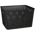 thumbnail image 1 of Simplify's Large Resin Wicker Storage Bin in Black, 1 of 6