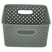 Simplifys Small Resin Wicker Storage Bin Gray 25167-GREY