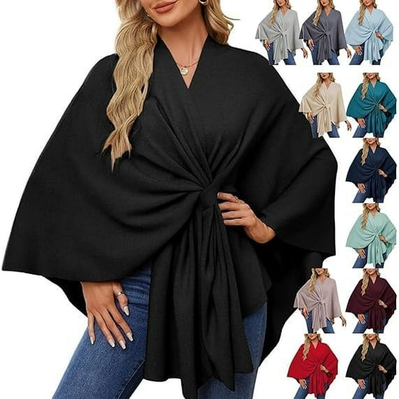 Simplifyleast Shawl Wraps for Women,Elegant Shawl Wraps Soft Open Front Poncho Sweater,Women's Solid Color Shawls