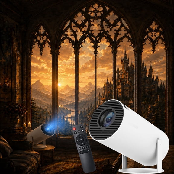 Simplifytech Cinex Mini Projector, Bluetooth 5.4 and Wifi 6 Capabilities, Flexible 180° Projection and Automatic Image Calibration, HD Input Support with Built-In Audio, Suitable for Indoor Use