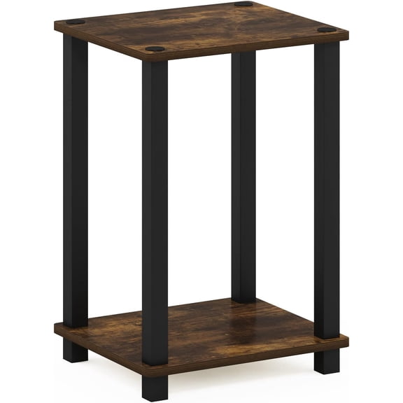 Simplistic 1-Tier End Side Night Stand/Bedside Table with Plastic Poles, Espresso/Black