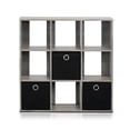 thumbnail image 1 of Simplistic 9-Cube Organizer with Bins, French Oak Grey & Black - 26.5 x 26.7 x 7.9 in., 1 of 1
