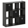 thumbnail image 1 of Simplistic 9-Cube Organizer with Bins, Small Size (Assembled unit dimensions : 7.9"D x 26.5"W x 26.7"H inches), Espresso/Black, 1 of 8