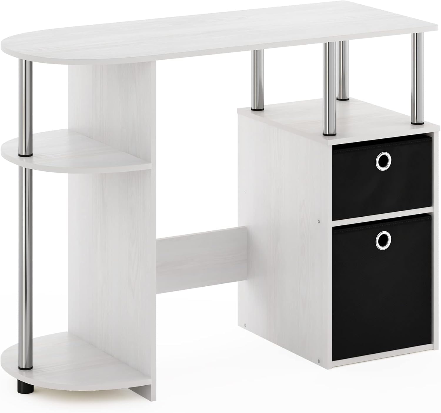 Simplistic Computer Study Desk By Jaya, White Oak/Chrome/Black ...