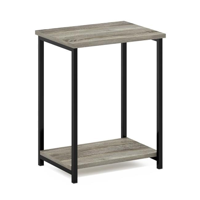 French Oak and Black Metal Frame End Table