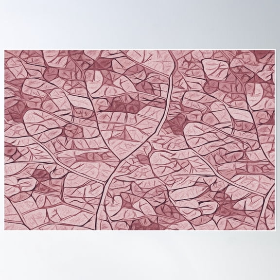 Simplistic Leaf Structure Pattern - Pink Poster Wall Art, Modern Wall Decor For Living Room Bedroom, 8x12 UNFRAMED