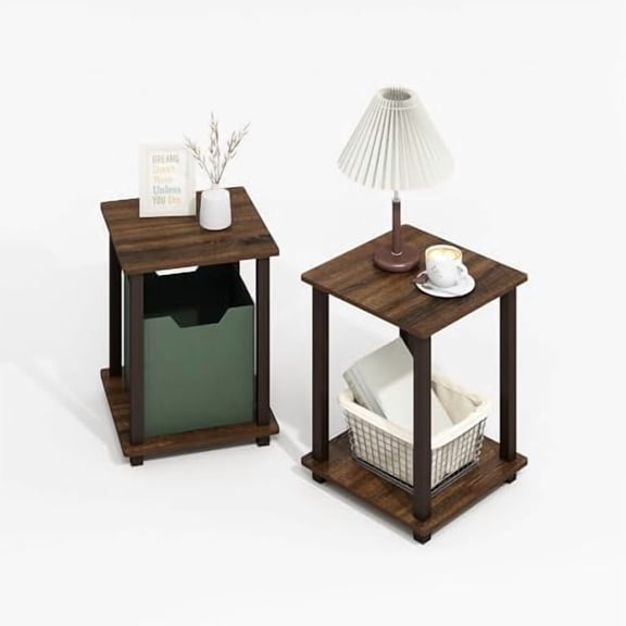 Simplistic Side Table Set of 2, End Table, Night Stand, Nightstand, Bedside Table, for Living Room, Bedroom, Black Walnut