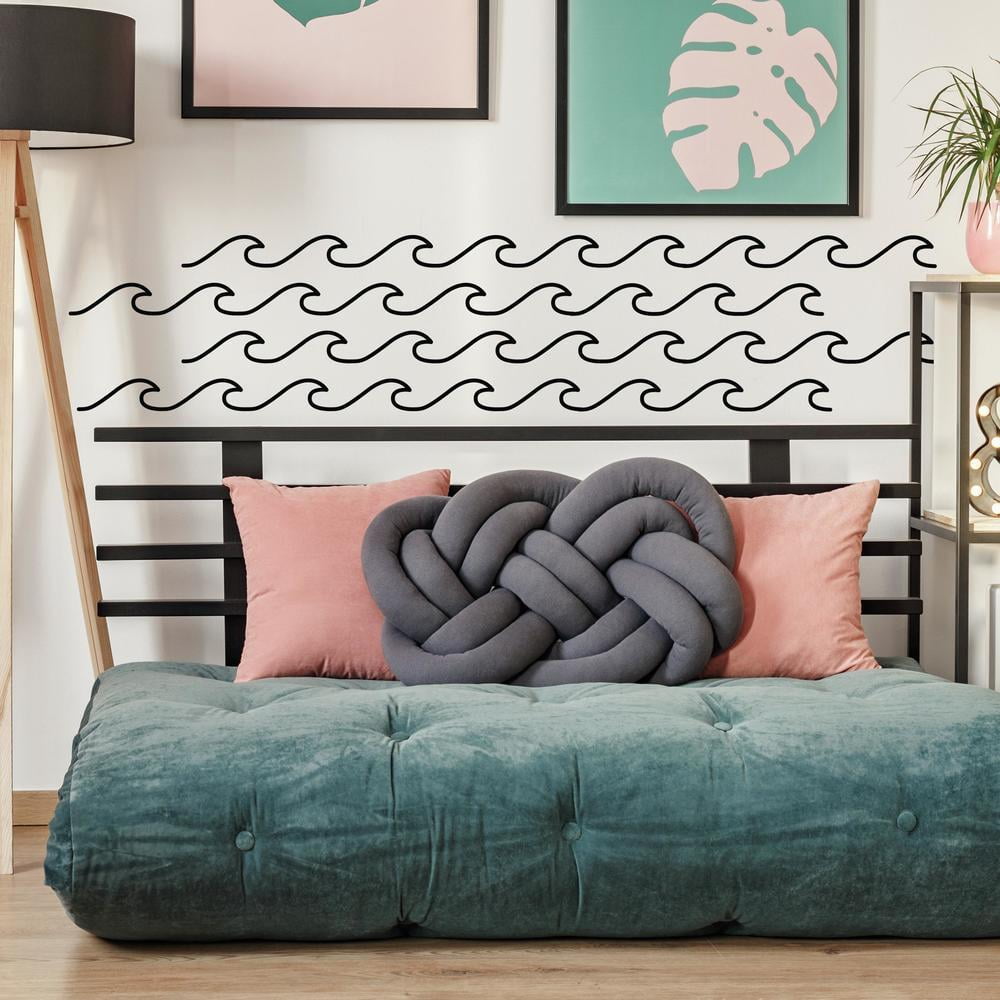 Black Geometric Waves Peel and Stick Wall Decals