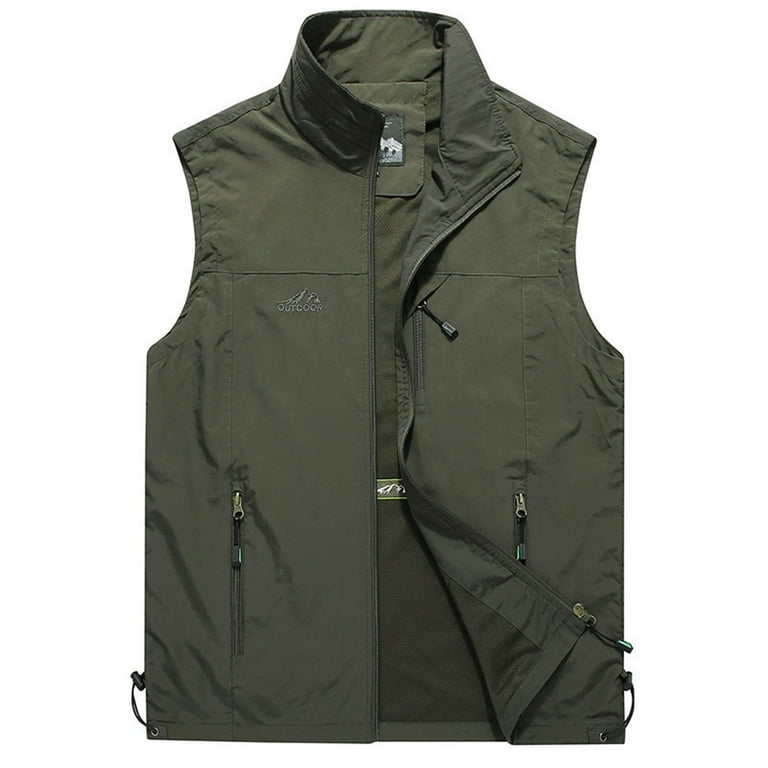 Simplmasygenix Clearance Men's Sleeveless Jacket Casual Coat Work Clothes  Jacket Solid Color Stand Collar Multiple Pockets Outdoor Sports Photography  Leisure Vest Coat 