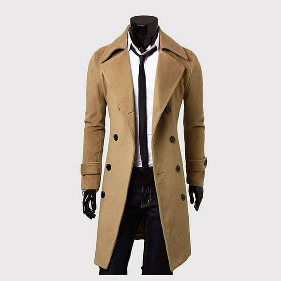 Simplmasygenix Dress Coats for Men Clearance Winter Men Slim Stylish Trench Coat Double Breasted Long Jacket Coat