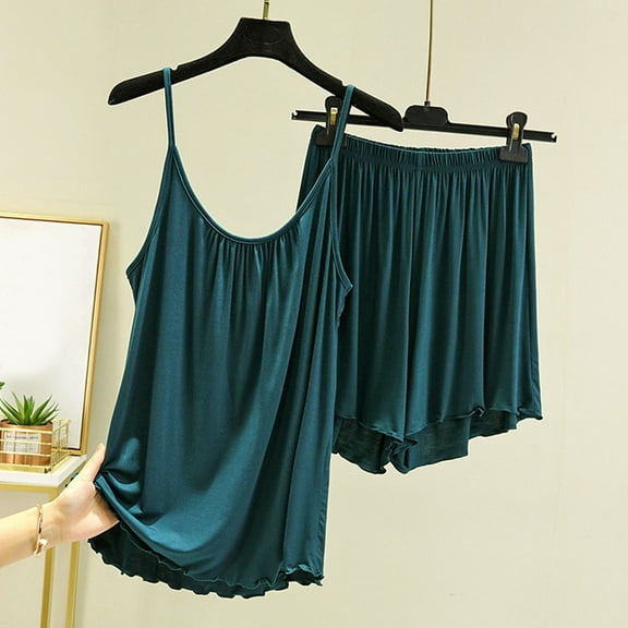 Wensltd Fashion Pajama Sets for Women 2 Piece Lightweight Soft Sleepwear Tank Tops Shorts Nightwear Outfits