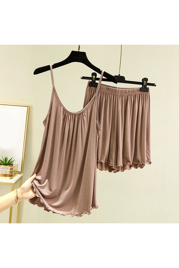 Fashion Pajama Sets for Women 2 Piece Lightweight Soft Sleepwear Tank Tops Shorts Nightwear Outfits